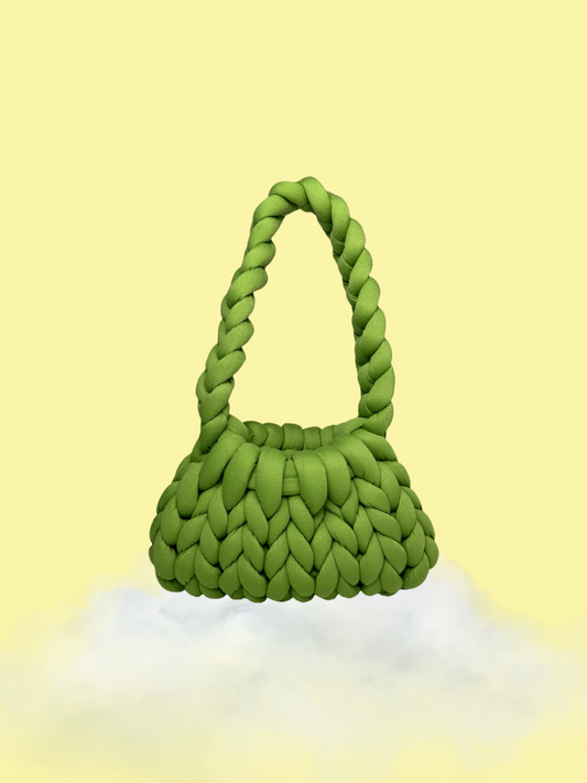 Medium Chunky Knit Bag - Grass