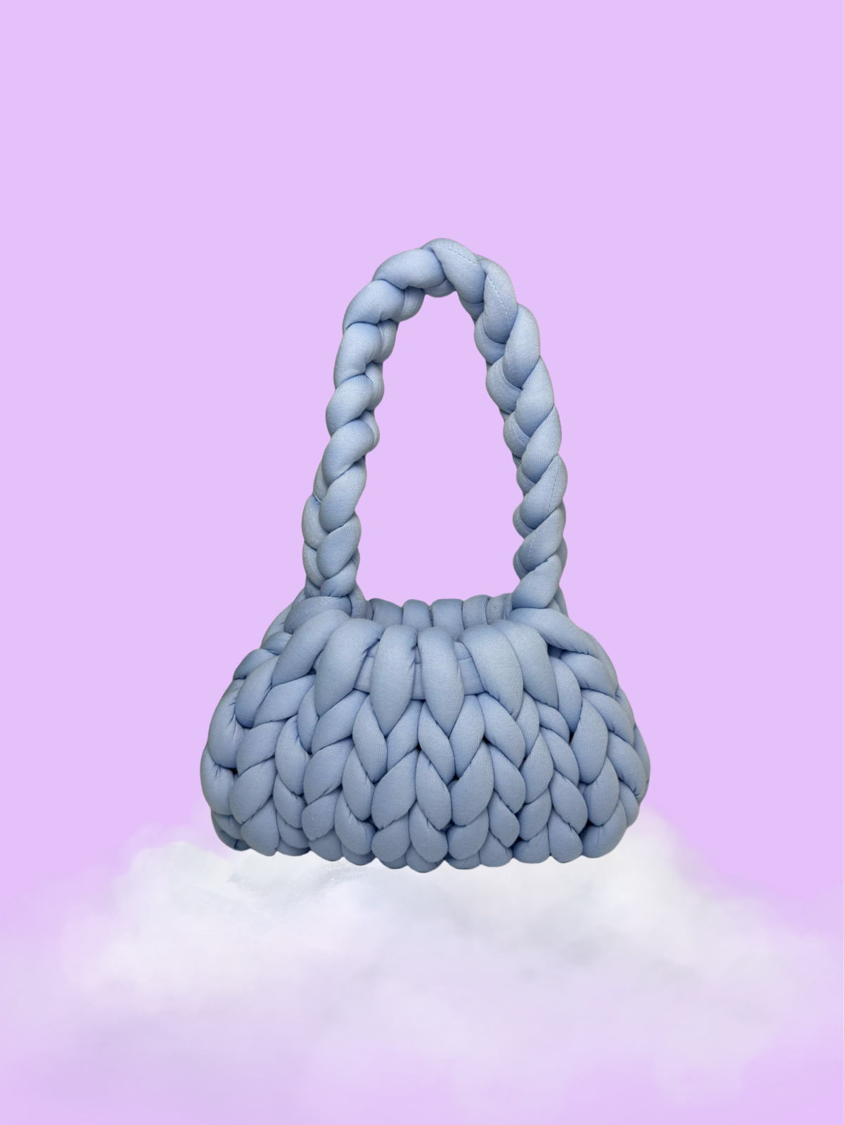 Medium Chunky Knit Bag - Sky