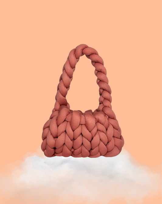 Mini Chunky Knit Bag - Coral