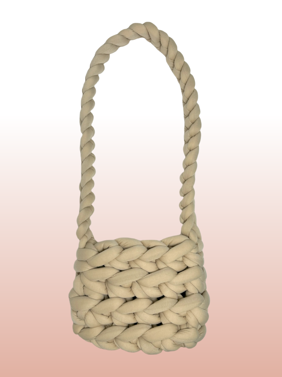 Messenger Chunky Knit Bag - Latte