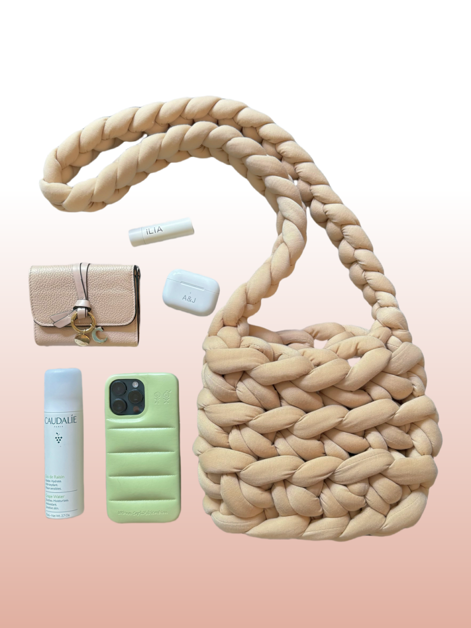 Messenger Chunky Knit Bag - Latte