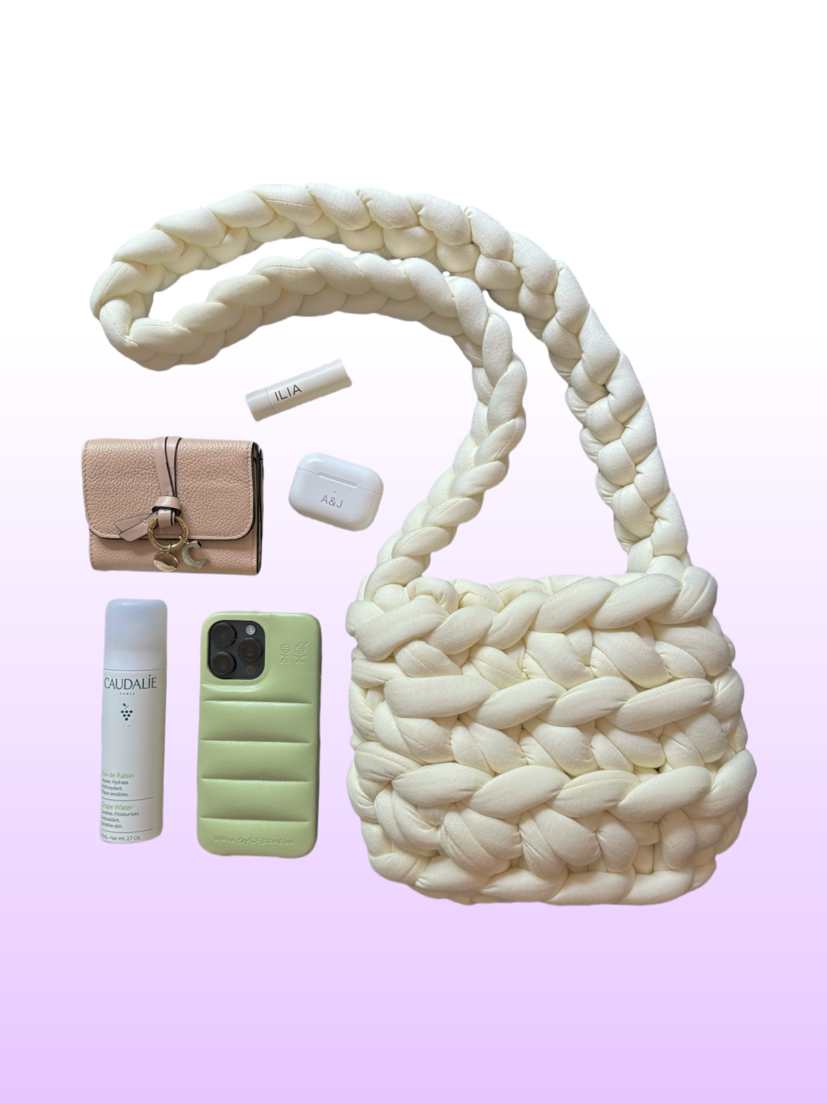 Messenger Chunky Knit Bag - Cream